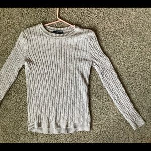 Karen Scott Gray cable knit sweater Size Small